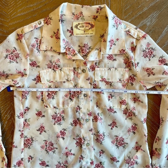 Mia Joy by Joyfolie Sheer Chiffon Jasmine Top in Floral Sz 7 - Picture 7 of 12